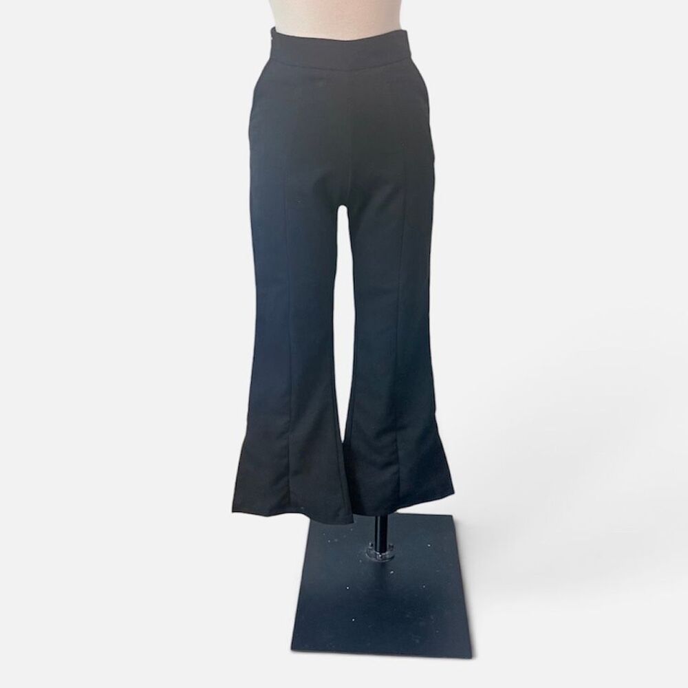 BT Black High Rise Waisted Pants Black Cropped Flare Leg 24” XS